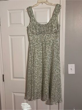 connected apparel Sage Green Floral Midi Dress